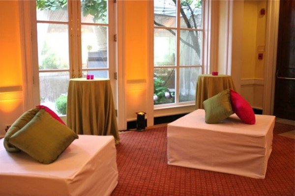 Decatur House Museum event in the Carriage House with ottomans from Main Event Caterers