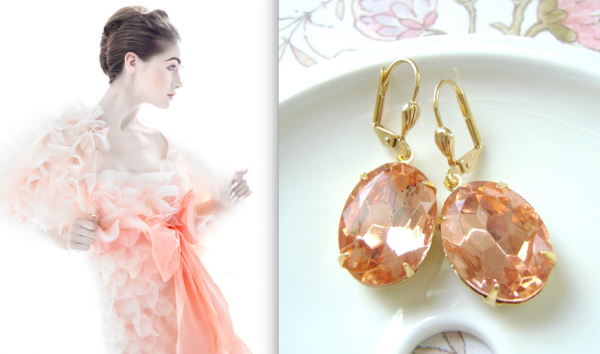 Orange wedding style with dress and earrings