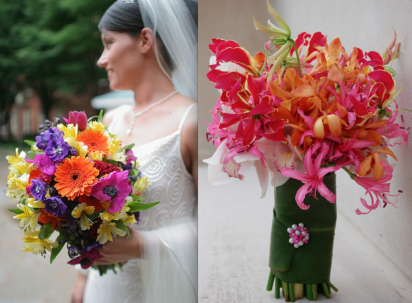 Colorful bridal bouquets by Elegance & Simplicity, Inc.