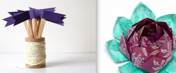 Etsy Cupcake flags and Paper Lotus Flower