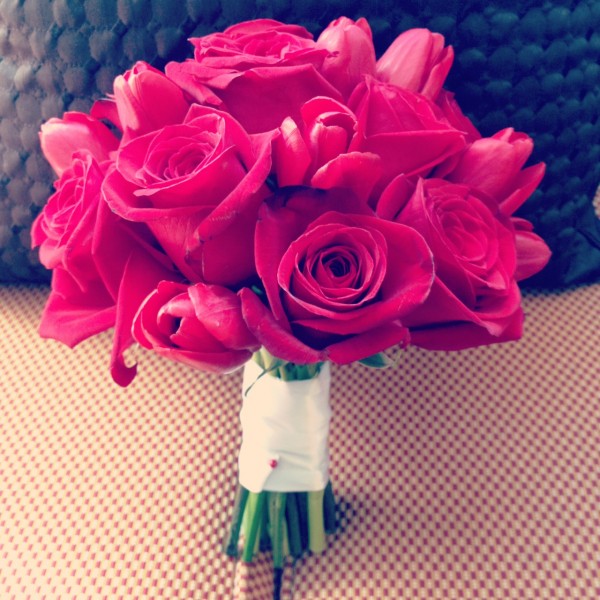 Red bridesmaid bouquet