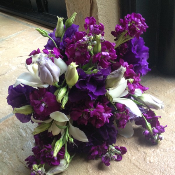 Purple bridesmaids bouquet for Ronald Reagan Building Wedding and at Holy Trinity