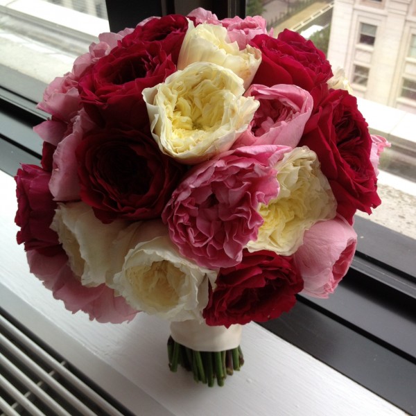 W Hotel Wedding with Garden Rose Bouquet