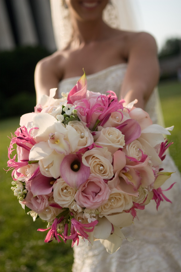Pink and white bridal bouquet by Elegance and Simplicity, Inc.