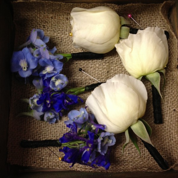 Blue and white corsages and boutonnieres by Elegance and SImplicity, Inc.