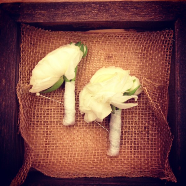 White ranunculus corsages 