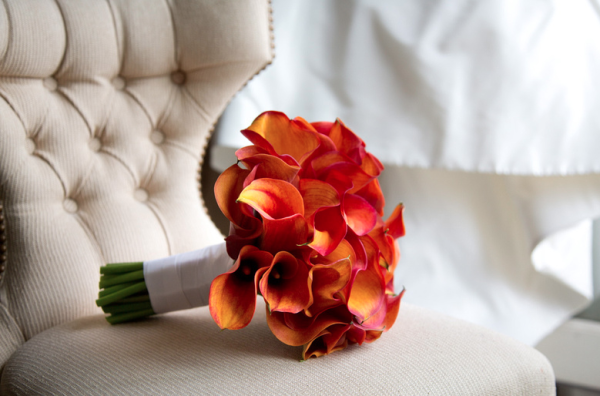 Hay Adams Mango Mini calla lilies bridal bouquet